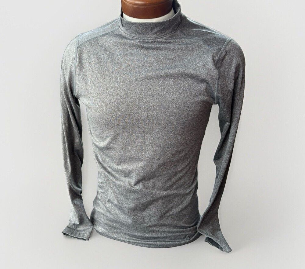 Under Armour Mens Coldgear Gray Base Layer Shirt Size S Top Long Sleeve Fitted